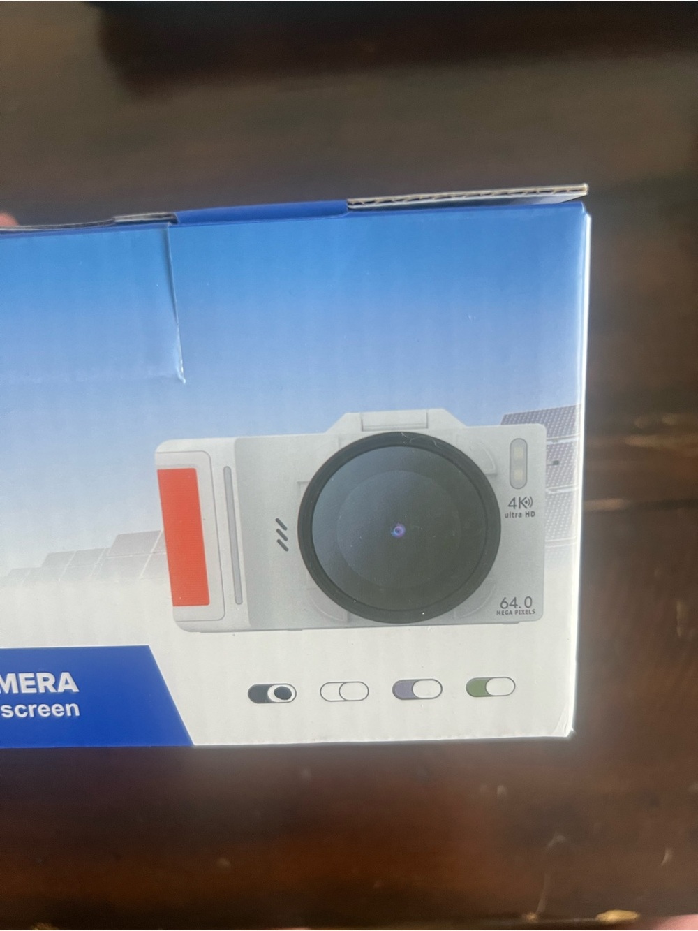 4K Action Camera - White with Black Lens and Red Accent